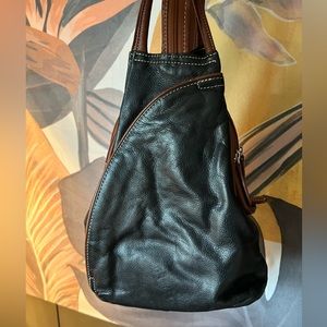 Genuine Leather Convertable Crossbody Sling Backpack Purse